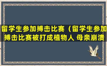 留学生参加搏击比赛（留学生参加搏击比赛被打成植物人 母亲崩溃）